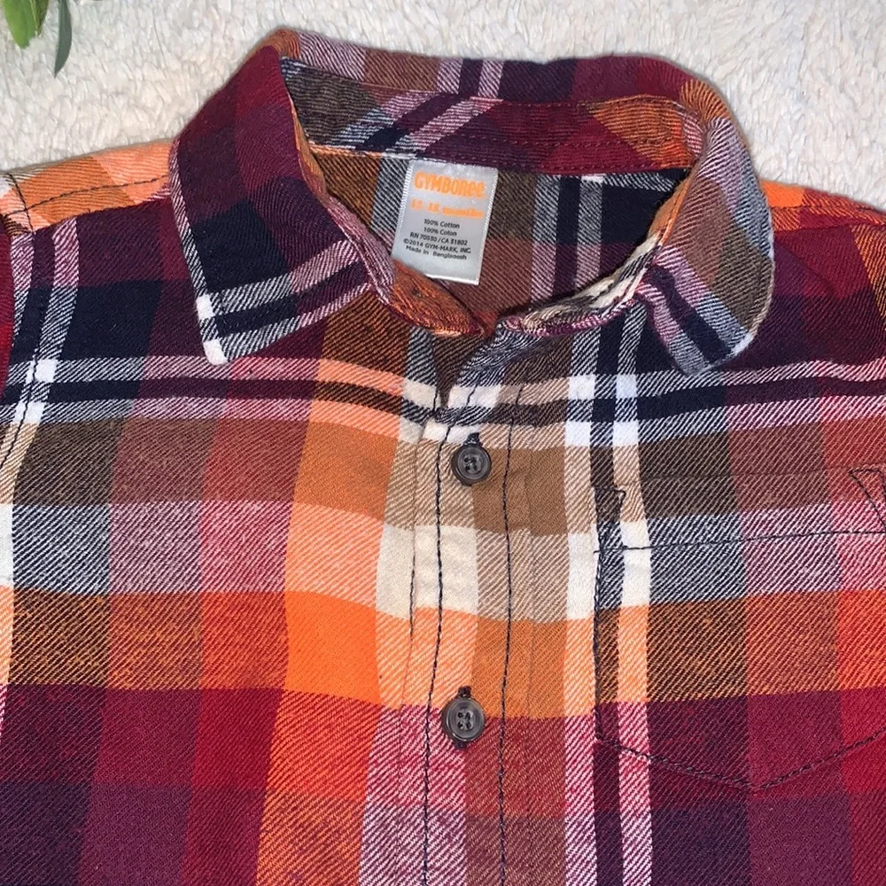 Gymboree Orange Plaid Flannel Shirt 12-18M EUC Baby Boy
